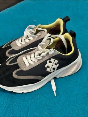 Tory Burch Black & Yellow Logo Sneakers size 9.5